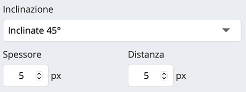 Impostiamo inclinazione, spessore e distanza tra le strisce