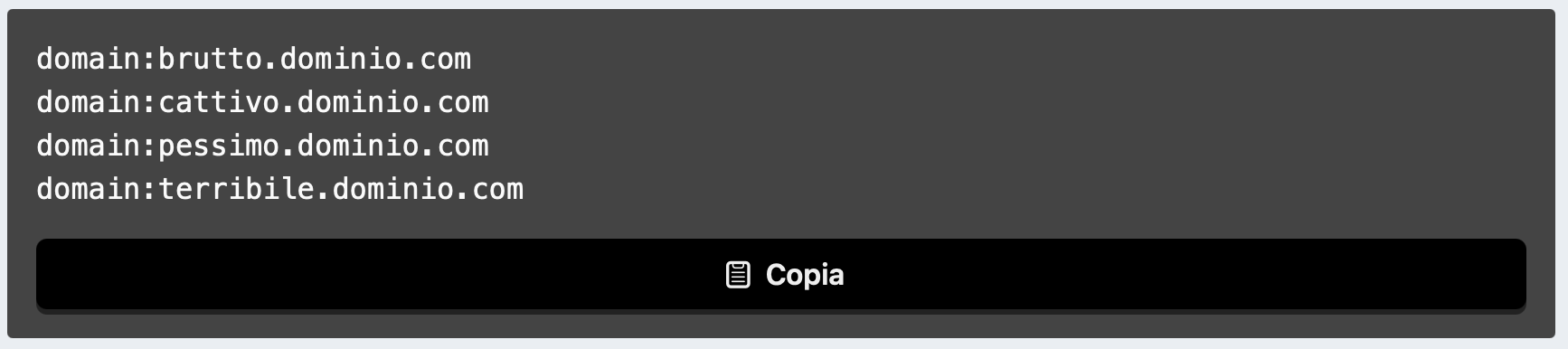 Copia il contenuto del tuo file disavow