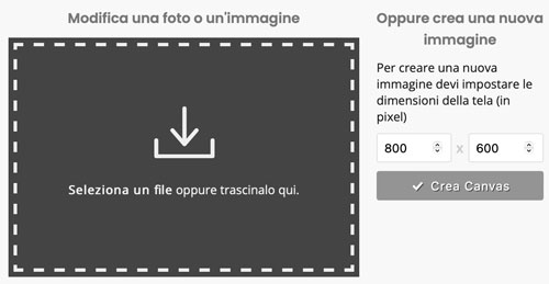 Apri o crea nuova immagine